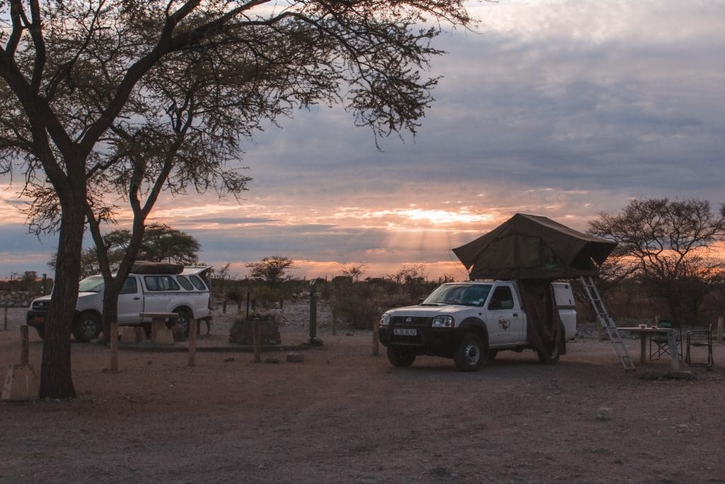 Kamperen in Etosha Park in Namibie