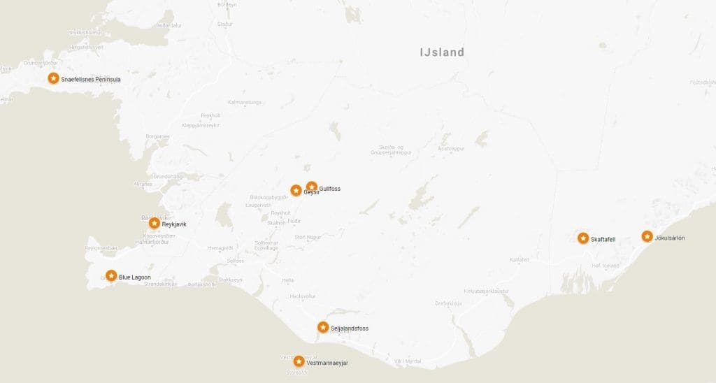 Iceland Attractions Map